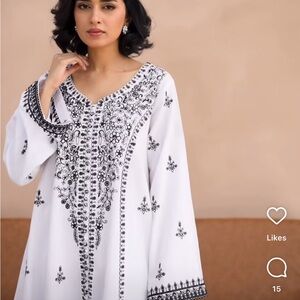 Embroidered White 2 piece suit